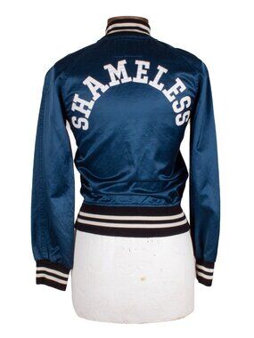 R13 Shameless Dark Blue Polyester Souvenir Bomber Jacket Sz XS